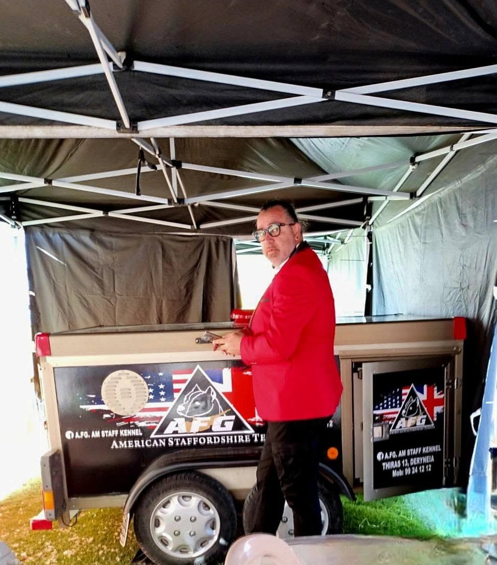 The AFG Kennel trailer and tent at the show grounds